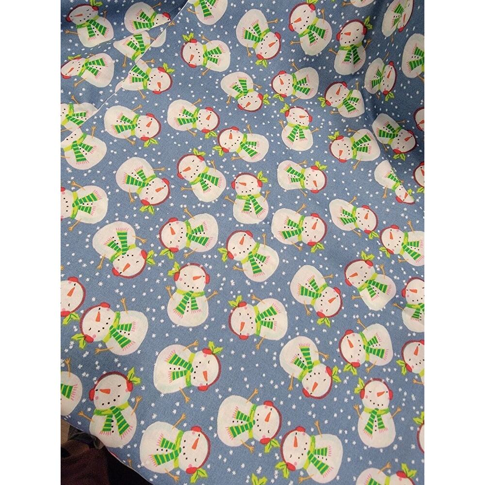 Blue Snowman Toss Fabric JoAnn Cotton 1 Yd 20 Inches Quilting Sewing New